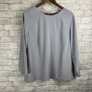 Lands End Outfitters Top Collarless Blouse 18 Gray Zipper Back Office Casual‎
